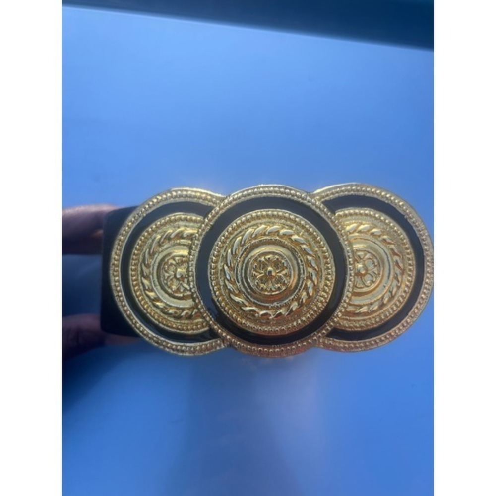 Nani Lewis Women OS Black Gold Good Vintage Velvet Medallion Statement Wide Belt